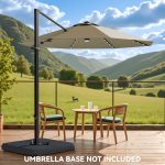 Patiowell 10ft Cantilever Patio Umbrella with Solar Light, Rotation & Tilt, Brown - Image 10