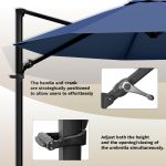Patiowell 10ft Cantilever Patio Umbrella with Solar Light, Rotation & Tilt, Dark Blue - Image 9