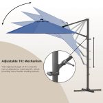 Patiowell 10ft Cantilever Patio Umbrella with Solar Light, Rotation & Tilt, Dark Blue - Image 8