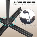 Patiowell 10ft Cantilever Patio Umbrella with Solar Light, Rotation & Tilt, Dark Blue - Image 6