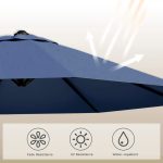 Patiowell 10ft Cantilever Patio Umbrella with Solar Light, Rotation & Tilt, Dark Blue - Image 5