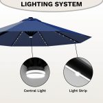 Patiowell 10ft Cantilever Patio Umbrella with Solar Light, Rotation & Tilt, Dark Blue - Image 4