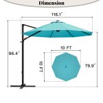 Patiowell 10ft Cantilever Patio Umbrella with Rotation & Tilt, Light Blue - Image 3
