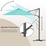 Patiowell 10ft Cantilever Patio Umbrella with Rotation & Tilt, Light Blue - Image 5