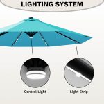 Patiowell 10ft Cantilever Patio Umbrella with Solar Light, Rotation & Tilt, Light Blue - Image 4