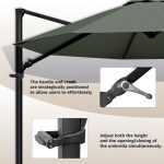Patiowell 10ft Cantilever Patio Umbrella with Solar Light, Rotation & Tilt, Light Gray - Image 9