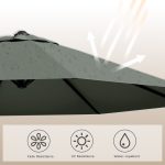 Patiowell 10ft Cantilever Patio Umbrella with Solar Light, Rotation & Tilt, Light Gray - Image 5