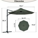 Patiowell 10ft Cantilever Patio Umbrella with Solar Light, Rotation & Tilt, Light Gray - Image 3
