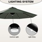 Patiowell 10ft Cantilever Patio Umbrella with Solar Light, Rotation & Tilt, Light Gray - Image 4