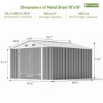 Patiowell 10x10 Metal Storage Shed with Weather-Resistance, Gray - Image 3