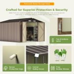 Patiowell 10x12 Metal Shed with Vents, Brown - Image 5