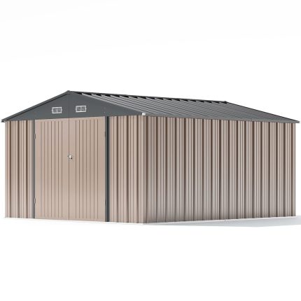 Patiowell 10x12 Metal Shed with Vents, Brown