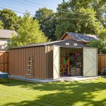 Patiowell 10x12 Metal Shed with Floor Frame, Brown - Image 12