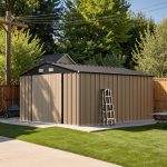 Patiowell 10x12 Metal Shed with Vents, Brown - Image 8