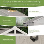 Patiowell 10x14 ft Kick-it Plastic Storage Shed with Skylight & Windows - Image 6