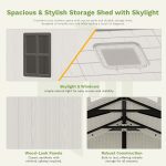 Patiowell 10x14 ft Kick-it Plastic Storage Shed with Skylight & Windows - Image 5