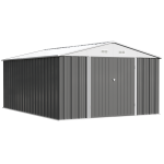 Patiowell 10x14 FT Large Metal Garden Shed (Gray) with Lockable Door and Sloping Roof - Image 9