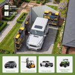 Patiowell 12x20 ft Metal Shed Outdoor Garage with Double Doors & Windows, Black & White - Image 5