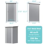 Patiowell 3x3 Metal Outdoor Storage Shed, Gray - Image 3