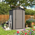 Patiowell Fit-it 4x4 Plastic Storage Garden Shed, Dark Gray - Image 12