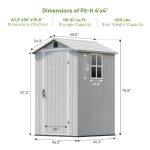 Patiowell 4x4 Plastic Storage Garden Shed, Gray White - Image 3