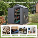 Patiowell 4x6 ft Plastic Outdoor Storage Shed with Floor, Lockable Door and Vents, Dark Gray - Image 5