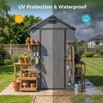 Patiowell 4x6 ft Plastic Outdoor Storage Shed with Floor, Lockable Door and Vents, Dark Gray - Image 6