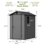 Patiowell Fit-it 4x6 Plastic Storage Shed for Bike, Dark Gray - Image 3