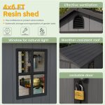 Patiowell Fit-it 4x6 Plastic Storage Shed for Bike, Dark Gray - Image 6