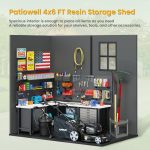 Patiowell Fit-it 4x6 Plastic Storage Shed for Bike, Dark Gray - Image 9