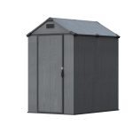 Patiowell 4x6 ft Plastic Outdoor Storage Shed with Floor, Lockable Door and Vents, Dark Gray