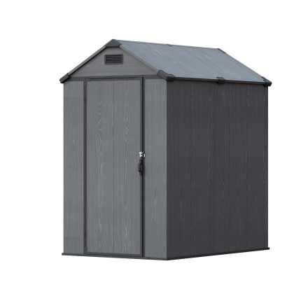 Patiowell 4x6 ft Plastic Outdoor Storage Shed with Floor, Lockable Door and Vents, Dark Gray