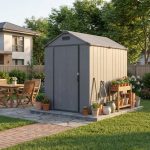 Patiowell 4x6 ft Plastic Outdoor Storage Shed with Floor, Lockable Door and Vents, Dark Gray - Image 7