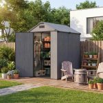 Patiowell 4x6 ft Plastic Outdoor Storage Shed with Floor, Lockable Door and Vents, Dark Gray - Image 2