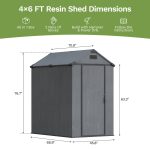 Patiowell 4x6 ft Plastic Outdoor Storage Shed with Floor, Lockable Door and Vents, Dark Gray - Image 3