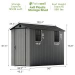Patiowell 4x8 Plastic Storage Shed, Dark Gray - Image 3
