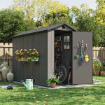 Patiowell 4x8 Plastic Storage Shed, Dark Gray - Image 2