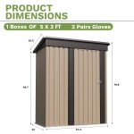 Patiowell 5x3 Metal Shed with Sloped Roof and Lockable Door (Brown) - Image 3