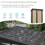 Patiowell 5x3 Metal Shed with Sloped Roof and Lockable Door (Brown) - Image 4