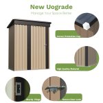 Patiowell 5x3 Metal Shed with Sloped Roof and Lockable Door (Brown) - Image 5