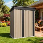 Patiowell 5x3 Metal Shed with Sloped Roof and Lockable Door (Brown) - Image 8