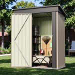 Patiowell 5x3 Metal Shed with Sloped Roof and Lockable Door (Brown) - Image 2