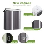 Patiowell 5x3 Metal Shed with Sloped Roof and Lockable Door (Gray) - Image 5