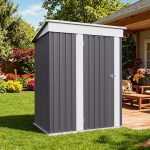 Patiowell 5x3 Metal Shed with Sloped Roof and Lockable Door (Gray) - Image 8