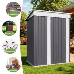 Patiowell 5x3 Metal Shed with Sloped Roof and Lockable Door (Gray) - Image 7