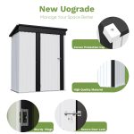 Patiowell 5x3 Metal Shed with Sloped Roof and Lockable Door (White) - Image 5