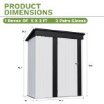 Patiowell 5x3 Metal Shed with Sloped Roof and Lockable Door (White) - Image 3