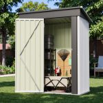 Patiowell 5x3 Metal Shed with Sloped Roof and Lockable Door (White) - Image 2