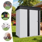 Patiowell 5x3 Metal Shed with Sloped Roof and Lockable Door (White) - Image 7