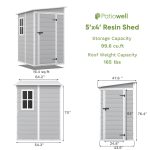 Patiowell 5x4 Plastic Storage Shed, Gray - Image 3